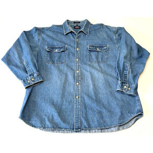Dickies Denim Long Sleeve Button Up Shirt Men’s Size 2X Work Wear 100% Cotton
